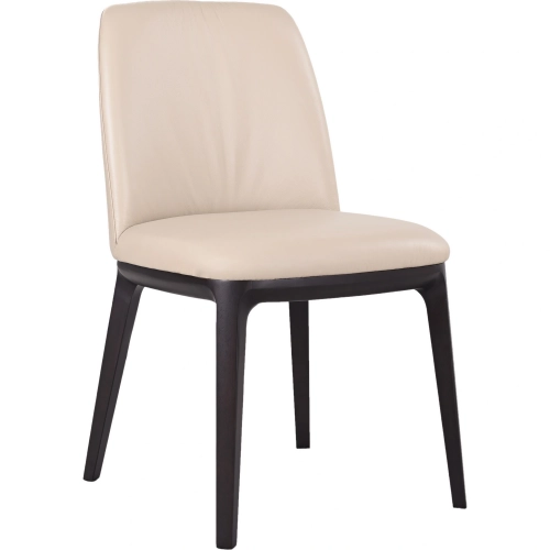 Osaka Dining Chair Light Mocha Leather & Black Wood (Set of 2)